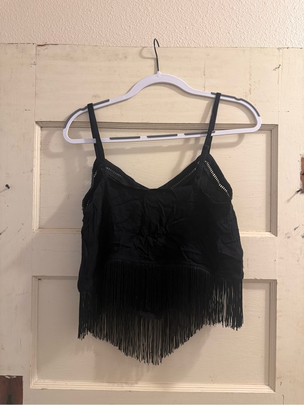 IDYLLWIND Miranda Lambert Black Fringe Studded Cami Top Size Small Western